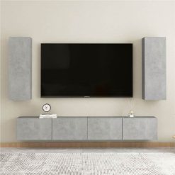 4 Piece TV Cabinet Set Concrete Grey Chipboard