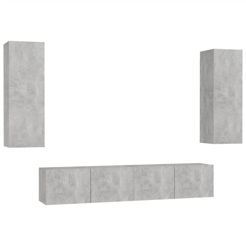 4 Piece TV Cabinet Set Concrete Grey Chipboard 4 Piece TV Cabinet Set Concrete Grey Chipboard -NEWTRAL Sales Shop 4 Piece TV Cabinet Set Concrete Grey Chipboard 483470 1
