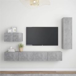 4 Piece TV Cabinet Set Concrete Grey Chipboard