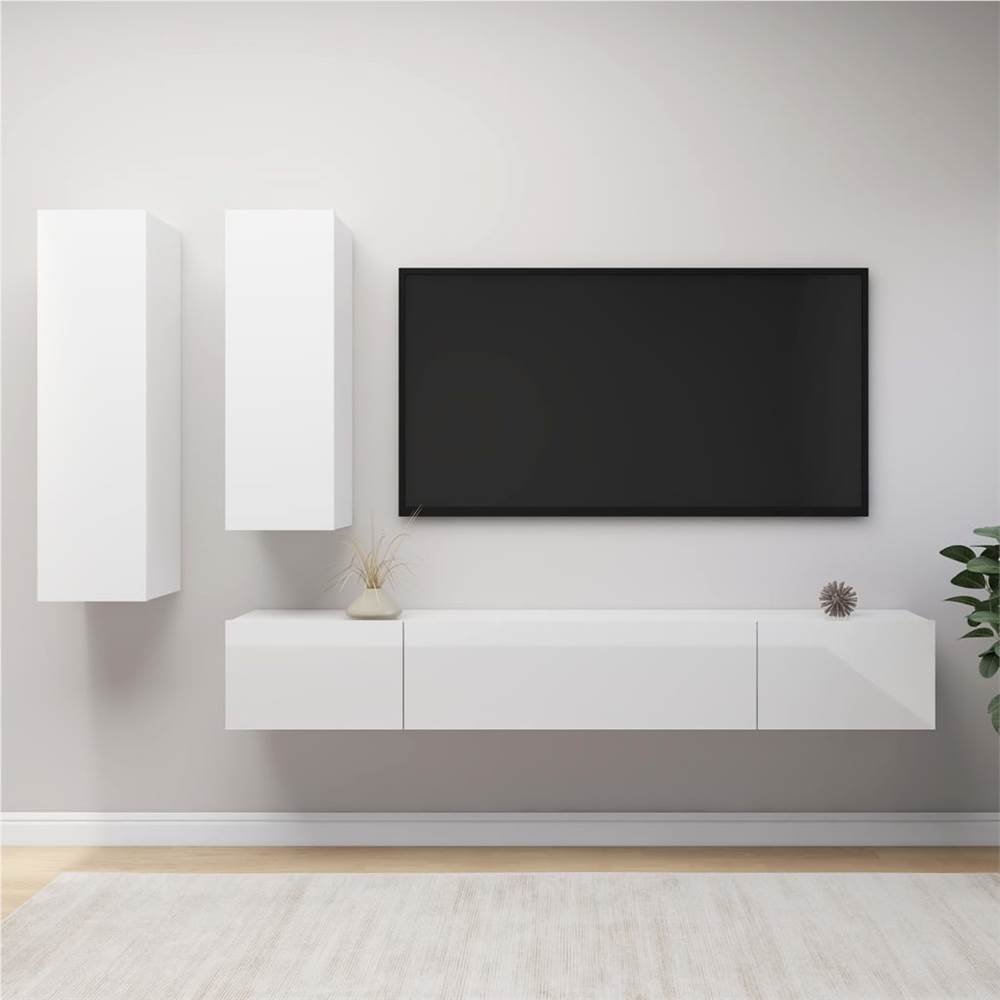 4 Piece TV Cabinet Set High Gloss White Chipboard 4 Piece TV Cabinet Set High Gloss White Chipboard -NEWTRAL Sales Shop 4 Piece TV Cabinet Set High Gloss White Chipboard 483530 0