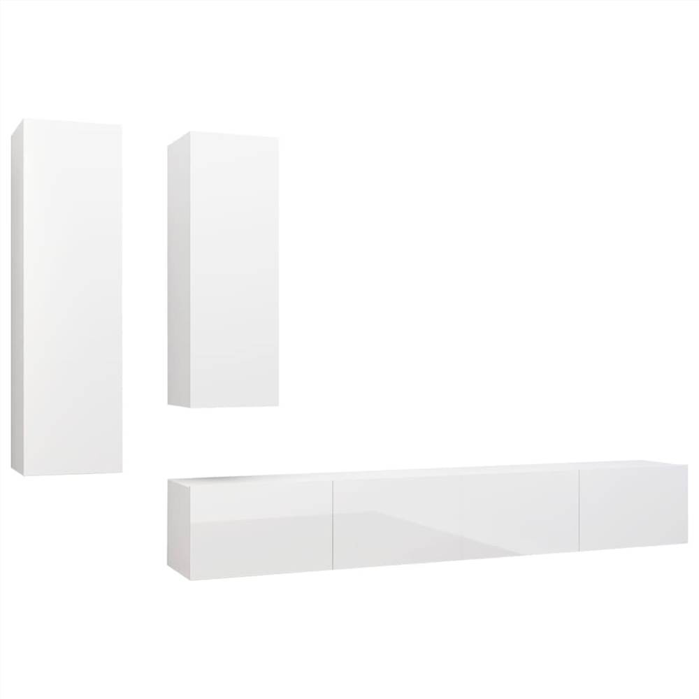 4 Piece TV Cabinet Set High Gloss White Chipboard 4 Piece TV Cabinet Set High Gloss White Chipboard -NEWTRAL Sales Shop 4 Piece TV Cabinet Set High Gloss White Chipboard 483530 1