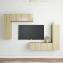 4 Piece TV Cabinet Set Sonoma Oak Chipboard