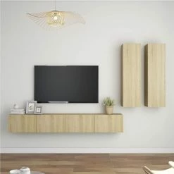 4 Piece TV Cabinet Set Sonoma Oak Chipboard