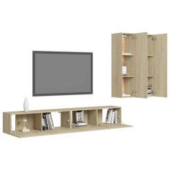 4 Piece TV Cabinet Set Sonoma Oak Chipboard -NEWTRAL Sales Shop 4 Piece TV Cabinet Set Sonoma Oak Chipboard 483293 2