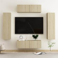 4 Piece TV Cabinet Set Sonoma Oak Chipboard