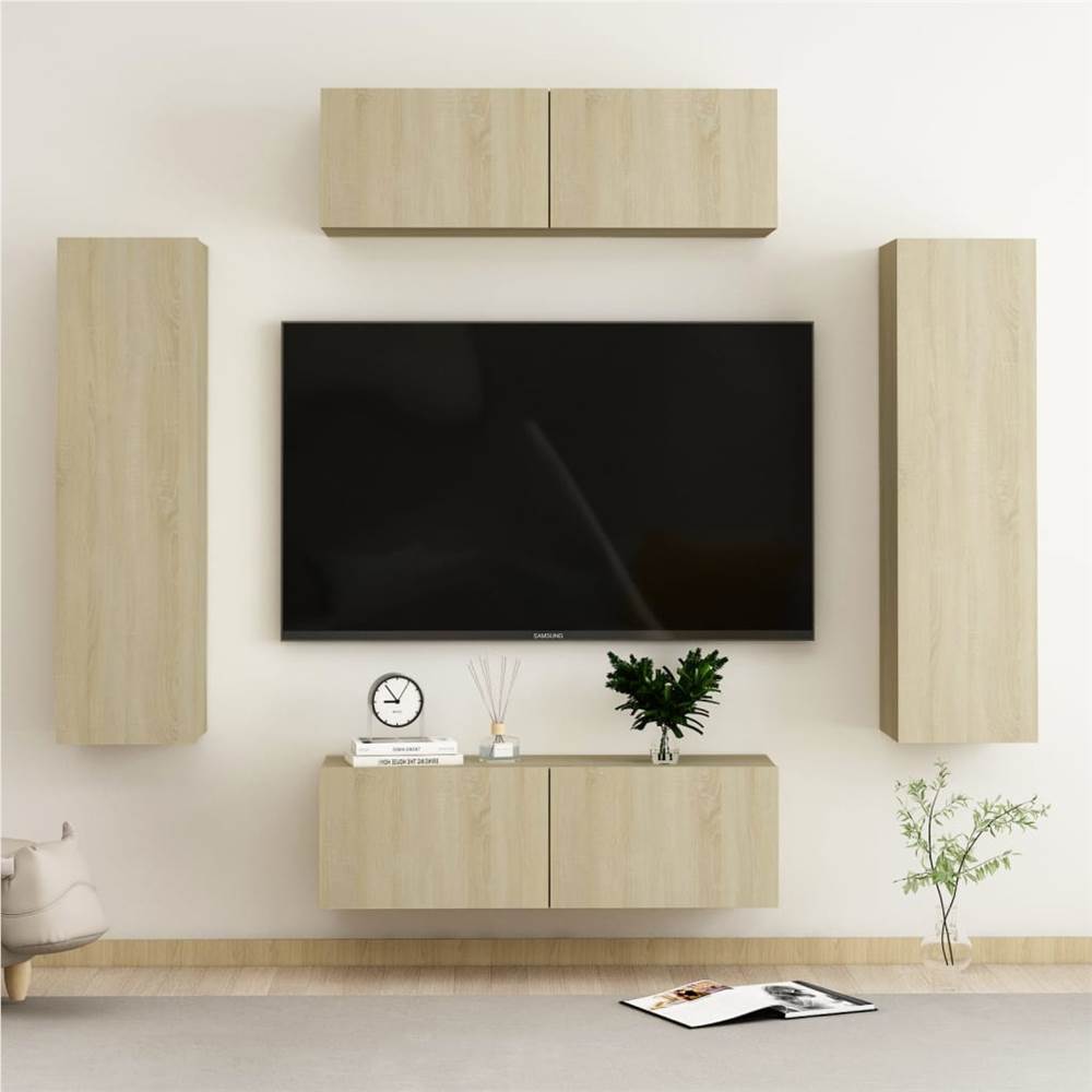 4 Piece TV Cabinet Set Sonoma Oak Chipboard 4 Piece TV Cabinet Set Sonoma Oak Chipboard -NEWTRAL Sales Shop 4 Piece TV Cabinet Set Sonoma Oak Chipboard 483342 0
