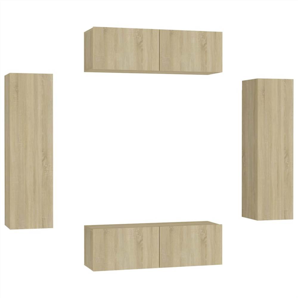 4 Piece TV Cabinet Set Sonoma Oak Chipboard 4 Piece TV Cabinet Set Sonoma Oak Chipboard -NEWTRAL Sales Shop 4 Piece TV Cabinet Set Sonoma Oak Chipboard 483342 1