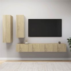 4 Piece TV Cabinet Set Sonoma Oak Chipboard