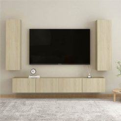 4 Piece TV Cabinet Set Sonoma Oak Chipboard