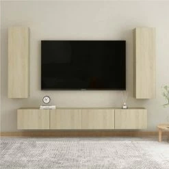 4 Piece TV Cabinet Set Sonoma Oak Chipboard