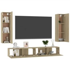 4 Piece TV Cabinet Set Sonoma Oak Chipboard -NEWTRAL Sales Shop 4 Piece TV Cabinet Set Sonoma Oak Chipboard 483525 2