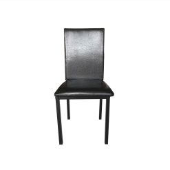 Leather Upholstered Dining Chair Set Of 4, With High Backrest, And Metal Legs, For Restaurant, Cafe, Tavern, Office, Living Room - Black