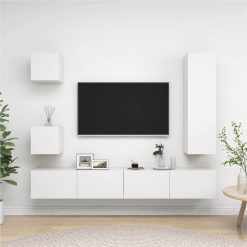 5 Piece TV Cabinet Set White Chipboard