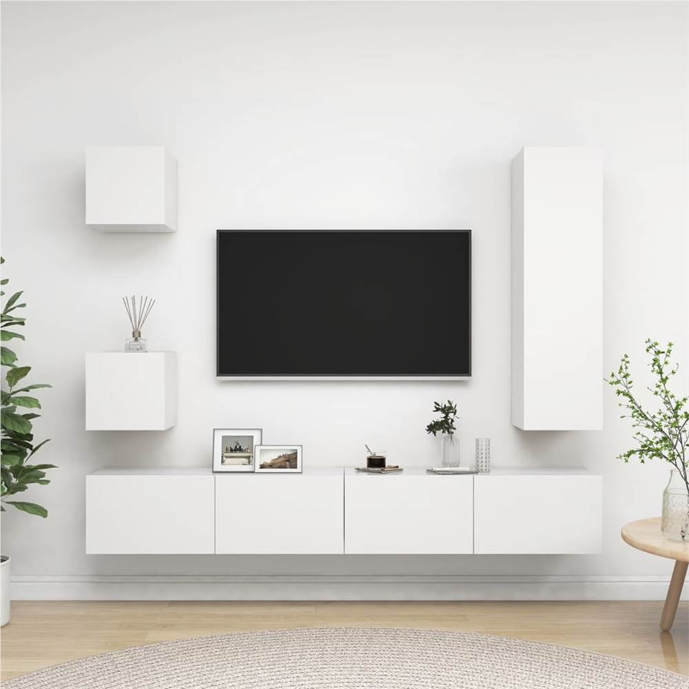 5 Piece TV Cabinet Set White Chipboard 5 Piece TV Cabinet Set White Chipboard -NEWTRAL Sales Shop 5 Piece TV Cabinet Set White Chipboard 491420 0