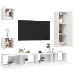 5 Piece TV Cabinet Set White Chipboard 2 5 Piece TV Cabinet Set White Chipboard -NEWTRAL Sales Shop 5 Piece TV Cabinet Set White Chipboard 491420 2