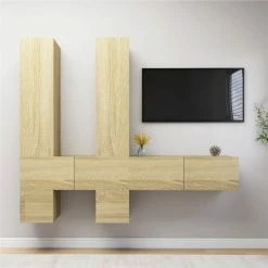 6 Piece TV Cabinet Set Sonoma Oak Chipboard