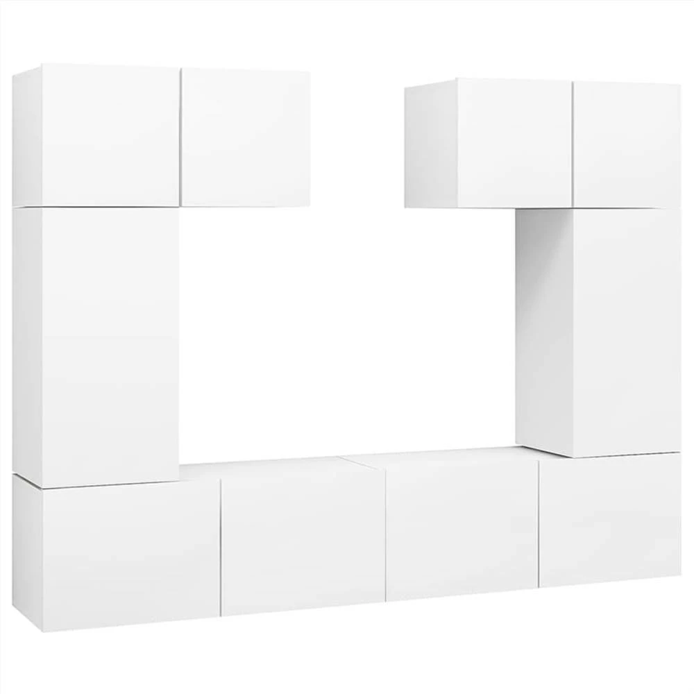 6 Piece TV Cabinet Set White Chipboard 2 6 Piece TV Cabinet Set White Chipboard - Image 2