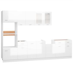 7 Piece Kitchen Cabinet Set High Gloss White Chipboard -NEWTRAL Sales Shop 7 Piece Kitchen Cabinet Set High Gloss White Chipboard 484599 2
