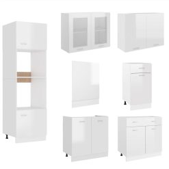 7 Piece Kitchen Cabinet Set High Gloss White Chipboard -NEWTRAL Sales Shop 7 Piece Kitchen Cabinet Set High Gloss White Chipboard 484599 3