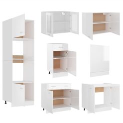 7 Piece Kitchen Cabinet Set High Gloss White Chipboard -NEWTRAL Sales Shop 7 Piece Kitchen Cabinet Set High Gloss White Chipboard 484599 4