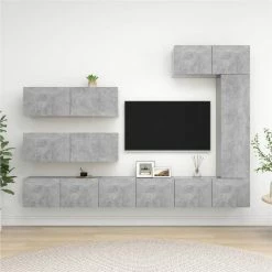 7 Piece TV Cabinet Set Concrete Grey Chipboard