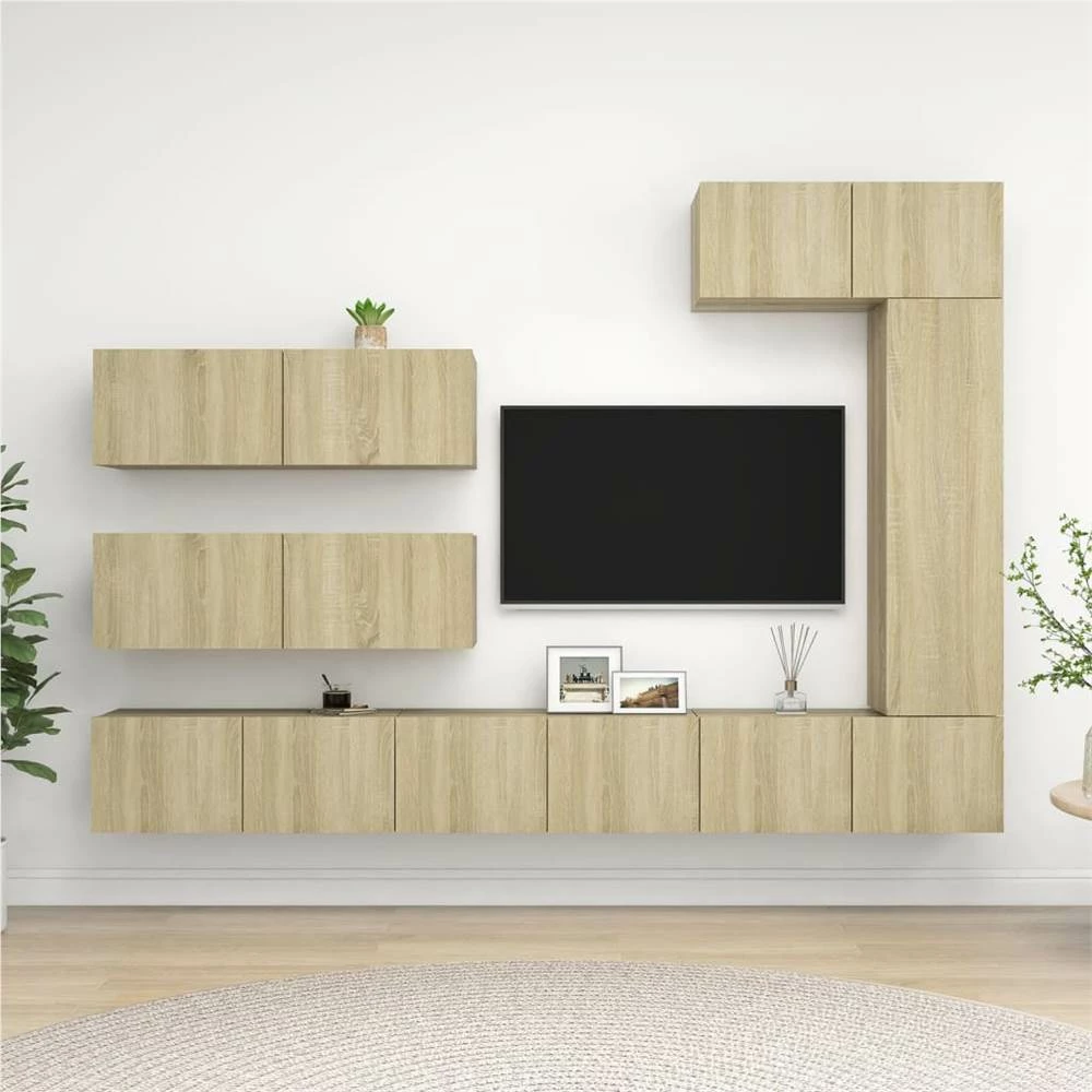 7 Piece TV Cabinet Set Sonoma Oak Chipboard 1 7 Piece TV Cabinet Set Sonoma Oak Chipboard
