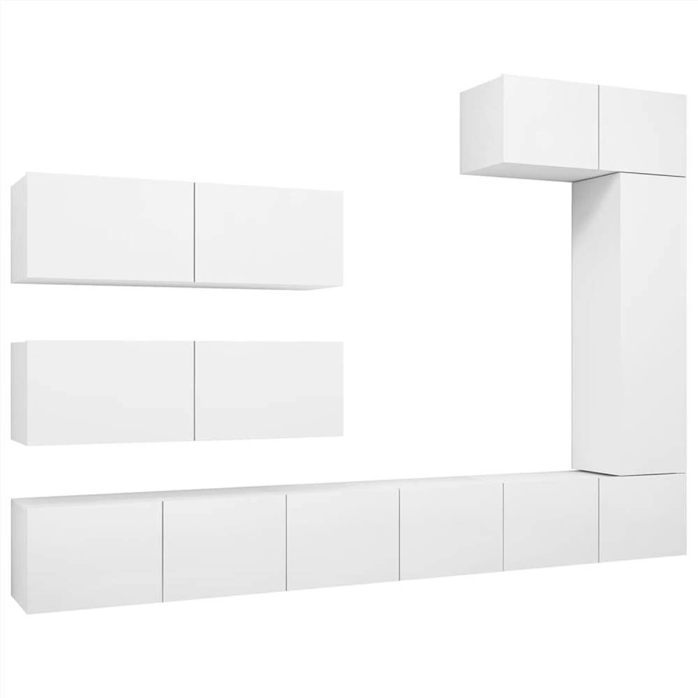 7 Piece TV Cabinet Set White Chipboard 2 7 Piece TV Cabinet Set White Chipboard - Image 2