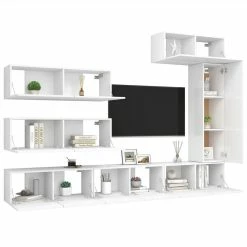 7 Piece TV Cabinet Set White Chipboard 8 7 Piece TV Cabinet Set White Chipboard -NEWTRAL Sales Shop 7 Piece TV Cabinet Set White Chipboard 483219 2