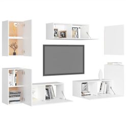 7 Piece TV Cabinet Set White Chipboard -NEWTRAL Sales Shop 7 Piece TV Cabinet Set White Chipboard 483610 2