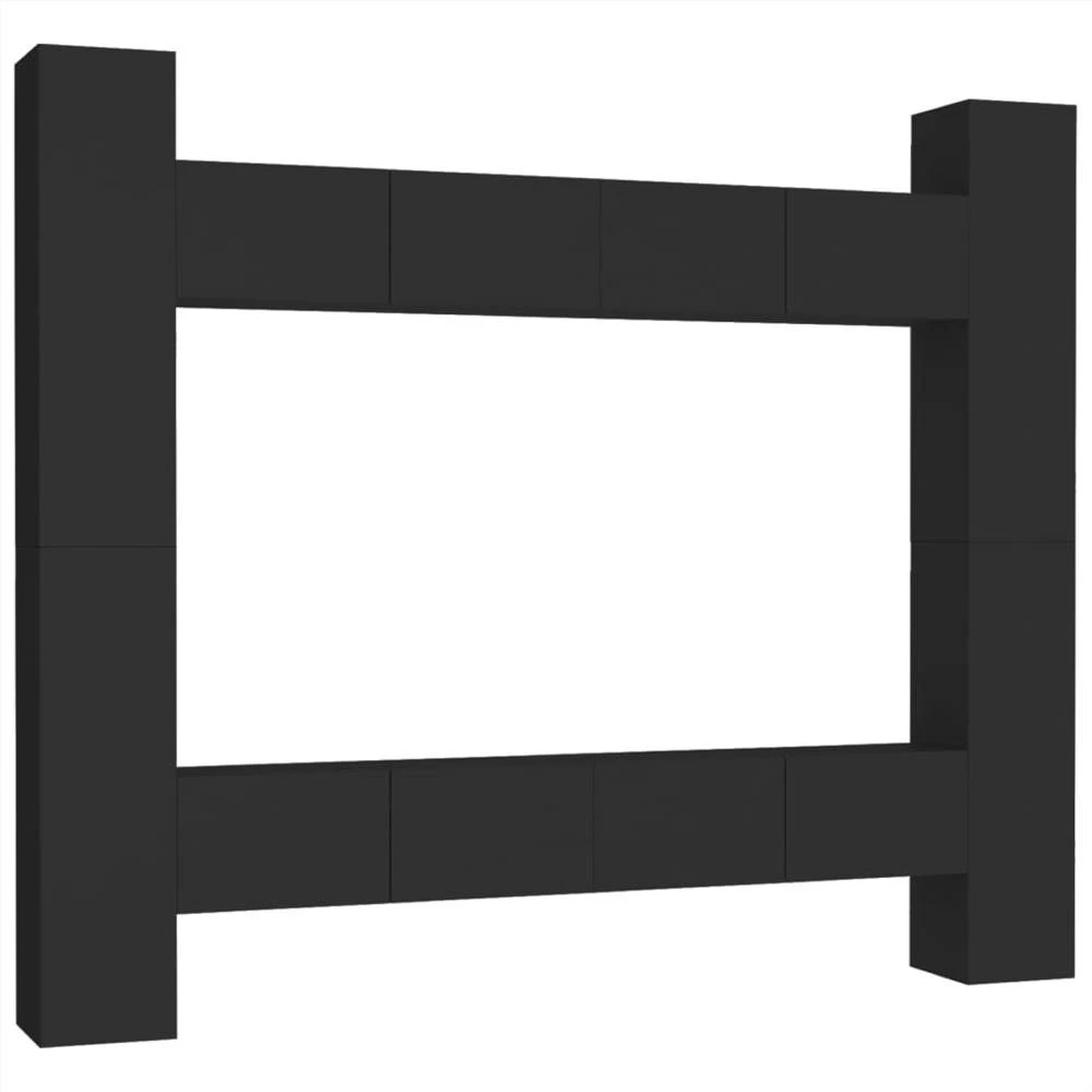 8 Piece TV Cabinet Set Black Chipboard 2 8 Piece TV Cabinet Set Black Chipboard - Image 2