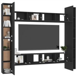 8 Piece TV Cabinet Set Black Chipboard -NEWTRAL Sales Shop 8 Piece TV Cabinet Set Black Chipboard 483589 2