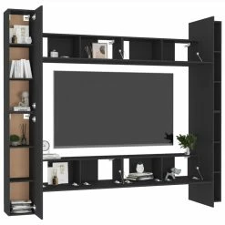 8 Piece TV Cabinet Set Black Chipboard 8 8 Piece TV Cabinet Set Black Chipboard -NEWTRAL Sales Shop 8 Piece TV Cabinet Set Black Chipboard 483589 2