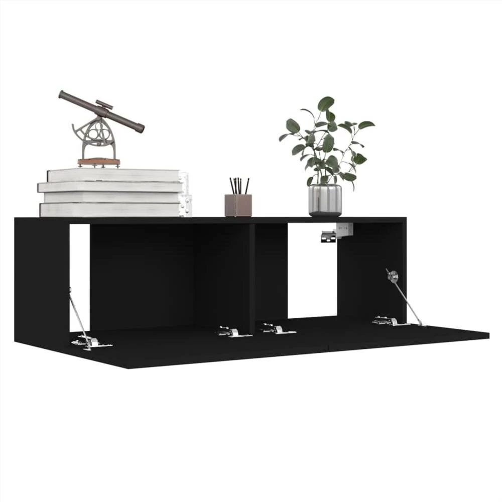 8 Piece TV Cabinet Set Black Chipboard 4 8 Piece TV Cabinet Set Black Chipboard - Image 4