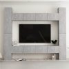 8 Piece TV Cabinet Set Concrete Grey Chipboard