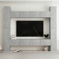 8 Piece TV Cabinet Set Concrete Grey Chipboard