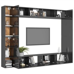 8 Piece TV Cabinet Set High Gloss Grey Chipboard -NEWTRAL Sales Shop 8 Piece TV Cabinet Set High Gloss Grey Chipboard 482378 2