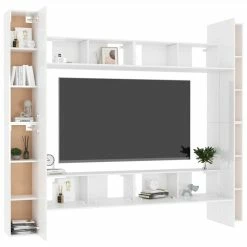 8 Piece TV Cabinet Set High Gloss White Chipboard 8 8 Piece TV Cabinet Set High Gloss White Chipboard -NEWTRAL Sales Shop 8 Piece TV Cabinet Set High Gloss White Chipboard 491392 2