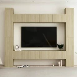 8 Piece TV Cabinet Set Sonoma Oak Chipboard