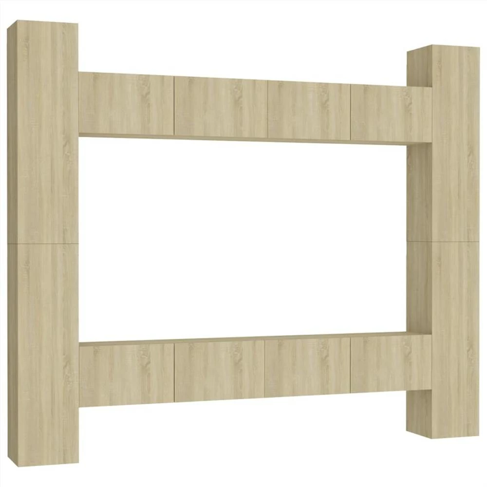 8 Piece TV Cabinet Set Sonoma Oak Chipboard 2 8 Piece TV Cabinet Set Sonoma Oak Chipboard - Image 2