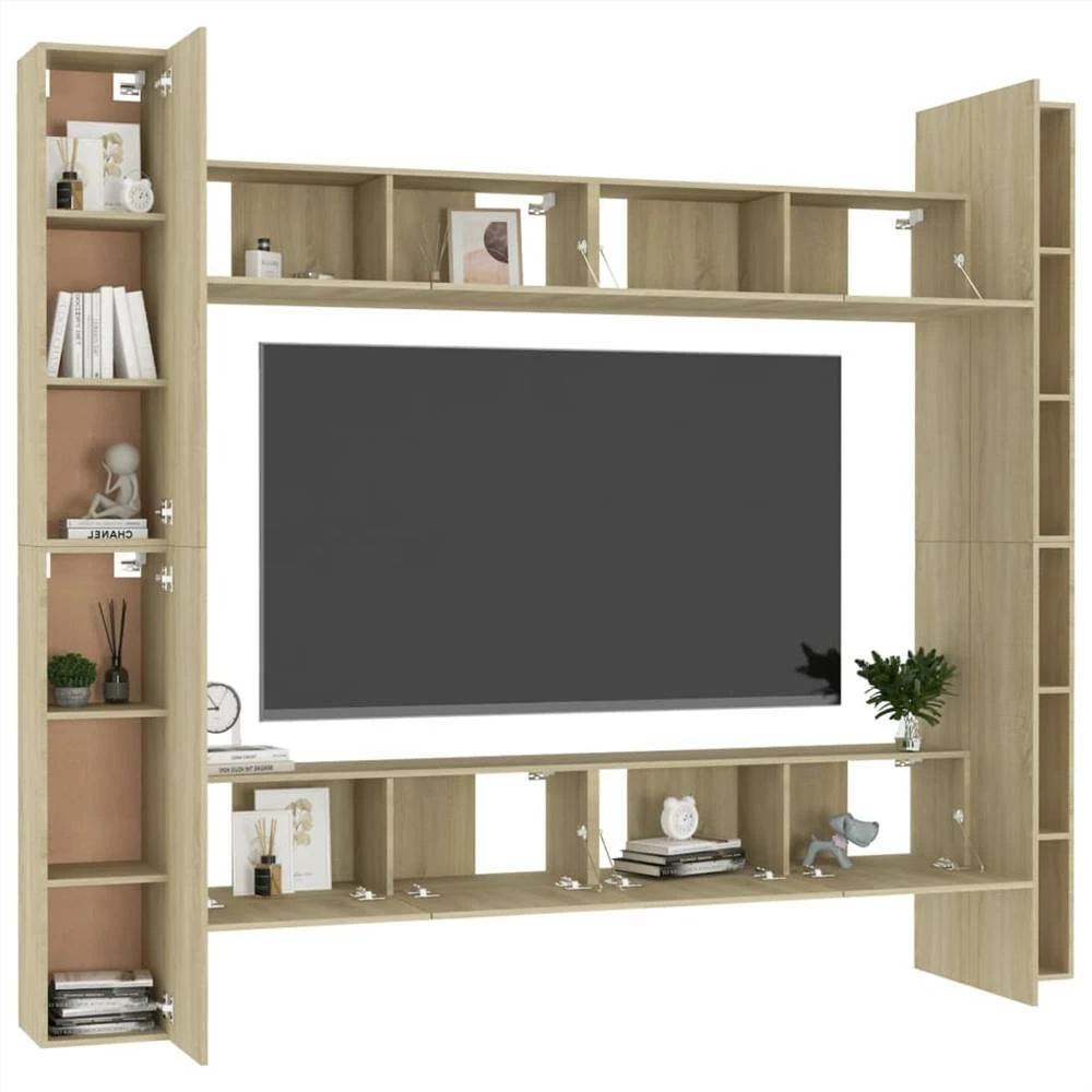8 Piece TV Cabinet Set Sonoma Oak Chipboard 3 8 Piece TV Cabinet Set Sonoma Oak Chipboard - Image 3