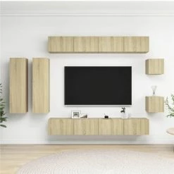 8 Piece TV Cabinet Set Sonoma Oak Chipboard