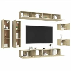 8 Piece TV Cabinet Set Sonoma Oak Chipboard 8 8 Piece TV Cabinet Set Sonoma Oak Chipboard -NEWTRAL Sales Shop 8 Piece TV Cabinet Set Sonoma Oak Chipboard 483609 2