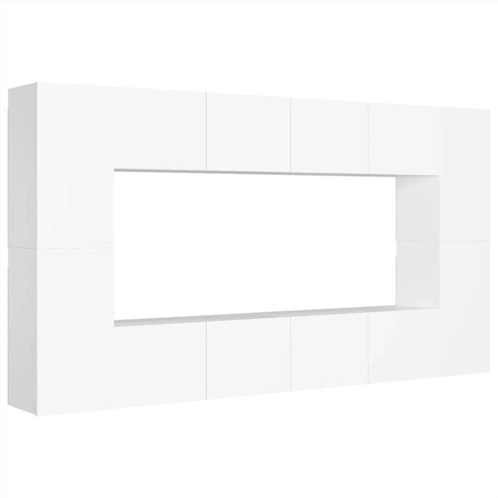 8 Piece TV Cabinet Set White Chipboard 2 8 Piece TV Cabinet Set White Chipboard - Image 2