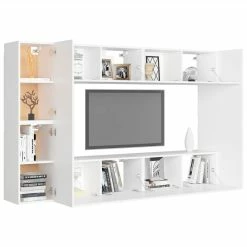 8 Piece TV Cabinet Set White Chipboard 8 8 Piece TV Cabinet Set White Chipboard -NEWTRAL Sales Shop 8 Piece TV Cabinet Set White Chipboard 482332 2