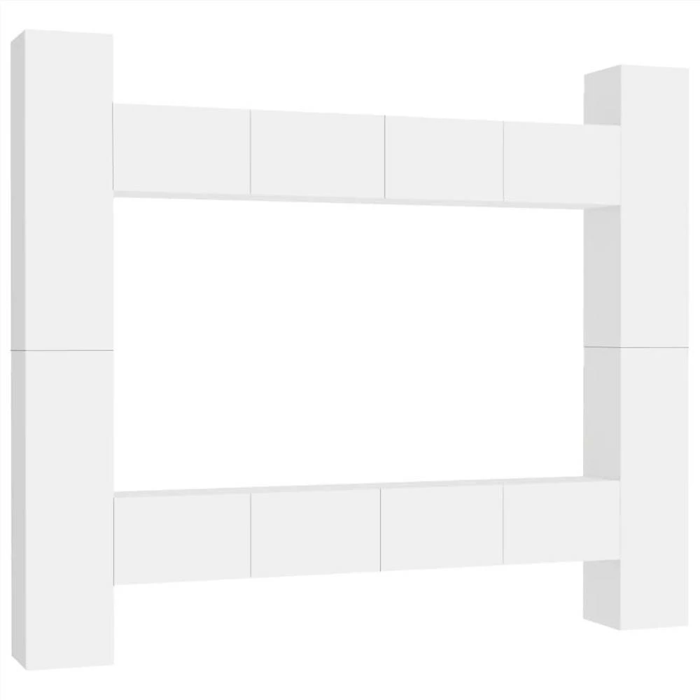 8 Piece TV Cabinet Set White Chipboard 2 8 Piece TV Cabinet Set White Chipboard - Image 2