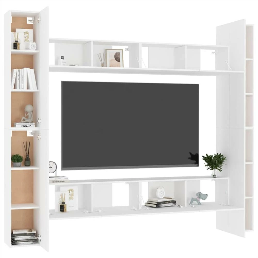 8 Piece TV Cabinet Set White Chipboard 3 8 Piece TV Cabinet Set White Chipboard - Image 3