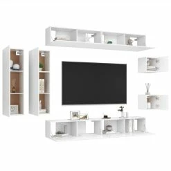 8 Piece TV Cabinet Set White Chipboard 8 8 Piece TV Cabinet Set White Chipboard -NEWTRAL Sales Shop 8 Piece TV Cabinet Set White Chipboard 491400 2