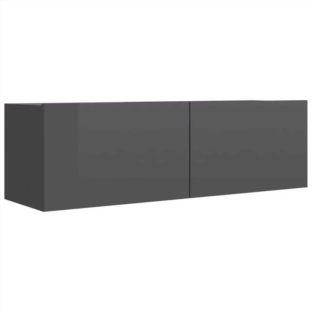 9 Piece TV Cabinet Set High Gloss Grey Chipboard 5 9 Piece TV Cabinet Set High Gloss Grey Chipboard - Image 5