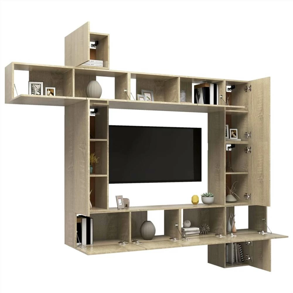 9 Piece TV Cabinet Set Sonoma Oak Chipboard 3 9 Piece TV Cabinet Set Sonoma Oak Chipboard - Image 3