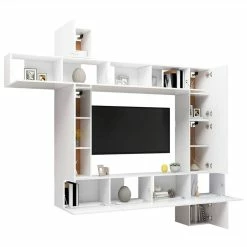 9 Piece TV Cabinet Set White Chipboard 8 9 Piece TV Cabinet Set White Chipboard -NEWTRAL Sales Shop 9 Piece TV Cabinet Set White Chipboard 491377 2